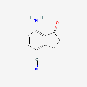 molecular formula C10H8N2O B12510651 7-Amino-1-oxo-2,3-dihydro-1H-indene-4-carbonitrile 