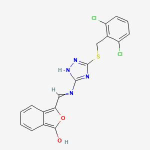 molecular formula C18H12Cl2N4O2S B12510684 (Z)-3-((3-(2,6-dichlorobenzylthio)-1H-1,2,4-triazol-5-ylamino)methylene)isobenzofuran-1(3H)-one 