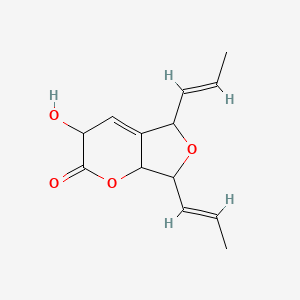 molecular formula C13H16O4 B1251075 3-hydroxy-5,7-di[(1E)-prop-1-en-1-yl]-3,5,7,7a-tetrahydro-2H-furo[3,4-b]pyran-2-one 