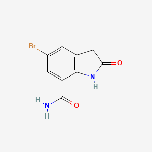 molecular formula C9H7BrN2O2 B12510795 5-Bromo-2-oxoindoline-7-carboxamide 