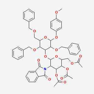 molecular formula C54H55NO16 B12510893 [3,4-Bis(acetyloxy)-6-{[3,5-bis(benzyloxy)-2-[(benzyloxy)methyl]-6-(4-methoxyphenoxy)oxan-4-yl]oxy}-5-(1,3-dioxoisoindol-2-yl)oxan-2-yl]methyl acetate 