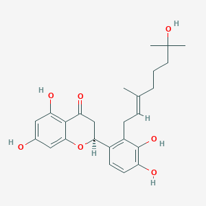 molecular formula C25H30O7 B1251091 (2S)-2-[3,4-dihydroxy-2-[(E)-7-hydroxy-3,7-dimethyloct-2-enyl]phenyl]-5,7-dihydroxy-2,3-dihydrochromen-4-one 