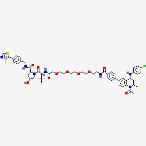 molecular formula C57H70ClN7O10S B12510932 1-(2-{14-[(4-{1-acetyl-4-[(4-chlorophenyl)amino]-2-methyl-3,4-dihydro-2H-quinolin-6-yl}phenyl)formamido]-3,6,9,12-tetraoxatetradecanamido}-3,3-dimethylbutanoyl)-4-hydroxy-N-{[4-(4-methyl-1,3-thiazol-5-yl)phenyl]methyl}pyrrolidine-2-carboxamide 