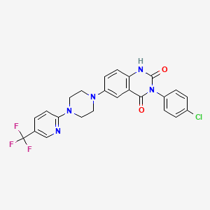 molecular formula C24H19ClF3N5O2 B12511069 3-(4-chlorophenyl)-6-{4-[5-(trifluoromethyl)-2-pyridinyl]piperazino}-2,4(1H,3H)-quinazolinedione 