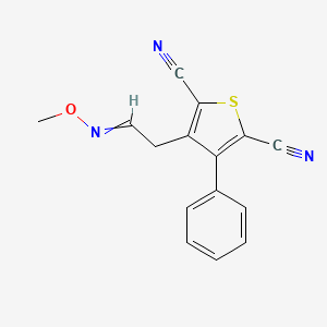 molecular formula C15H11N3OS B12511196 3-[2-(Methoxyimino)ethyl]-4-phenylthiophene-2,5-dicarbonitrile 