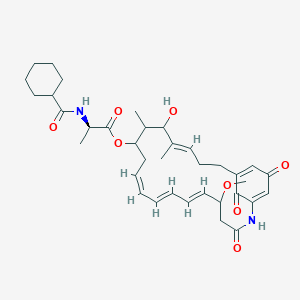 molecular formula C36H48N2O8 B1251157 [(6E,8E,10Z,16E)-15-hydroxy-5-methoxy-14,16-dimethyl-3,22,24-trioxo-2-azabicyclo[18.3.1]tetracosa-1(23),6,8,10,16,20-hexaen-13-yl] (2R)-2-(cyclohexanecarbonylamino)propanoate 