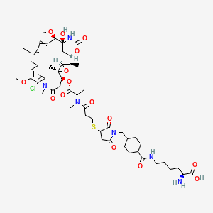 (2S)-2-amino-6-[[4-[[3-[3-[[(2S)-1-[[(1S,2R,3R,5S,6S,20R,21S)-11-chloro-21-hydroxy-12,20-dimethoxy-2,5,9,16-tetramethyl-8,23-dioxo-4,24-dioxa-9,22-diazatetracyclo[19.3.1.110,14.03,5]hexacosa-10,12,14(26),16,18-pentaen-6-yl]oxy]-1-oxopropan-2-yl]-methylamino]-3-oxopropyl]sulfanyl-2,5-dioxopyrrolidin-1-yl]methyl]cyclohexanecarbonyl]amino]hexanoic acid