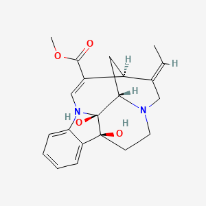 molecular formula C21H24N2O4 B1251209 methyl (8S,13E,14S,16S,17S)-13-ethylidene-8,17-dihydroxy-1,11-diazapentacyclo[12.3.2.02,7.08,17.011,16]nonadeca-2,4,6,18-tetraene-19-carboxylate 