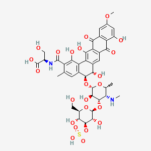 molecular formula C41H46N2O23S B1251211 (2R)-2-[[(5S,6S)-5-[(2S,3R,4S,5S,6R)-4-[(2R,3R,4S,5R,6R)-3,5-dihydroxy-6-(hydroxymethyl)-4-sulfooxyoxan-2-yl]oxy-3-hydroxy-6-methyl-5-(methylamino)oxan-2-yl]oxy-1,6,9,14-tetrahydroxy-11-methoxy-3-methyl-8,13-dioxo-5,6-dihydrobenzo[a]tetracene-2-carbonyl]amino]-3-hydroxypropanoic acid 