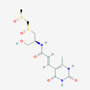 molecular formula C13H19N3O6S2 B1251217 (E)-N-[(2S)-1-hydroxy-3-[(R)-[(S)-methylsulfinyl]methylsulfinyl]propan-2-yl]-3-(6-methyl-2,4-dioxo-1H-pyrimidin-5-yl)prop-2-enamide 