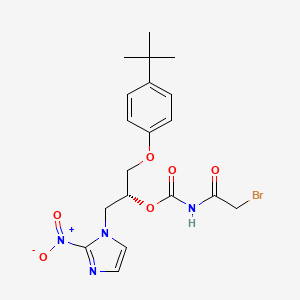 molecular formula C19H23BrN4O6 B1251225 [(2R)-1-(4-tert-butylphenoxy)-3-(2-nitroimidazol-1-yl)propan-2-yl] N-(2-bromoacetyl)carbamate 