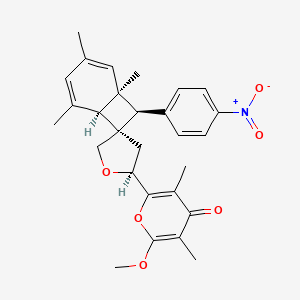 molecular formula C28H31NO6 B1251311 2-甲氧基-3,5-二甲基-6-[(1R,2'S,6S,7S,8R)-1,3,5-三甲基-8-(4-硝基苯基)螺[双环[4.2.0]辛-2,4-二烯-7,4'-氧杂环丁烷]-2'-基]吡喃-4-酮 