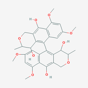 molecular formula C32H34O10 B1251378 5-(4,10-dihydroxy-7,9-dimethoxy-3-methyl-3,4-dihydro-1H-benzo[g]isochromen-5-yl)-7,9-dimethoxy-3-methyl-3,4-dihydro-1H-benzo[g]isochromene-4,10-diol 