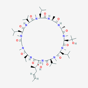 molecular formula C62H111N11O13 B1251385 (3S,6S,9S,12R,15S,18S,21S,24S,30S)-30-Ethyl-33-((E,1R,2R)-1-hydroxy-2-methyl-hex-4-enyl)-9-(2-hydroxy-2-methyl-propyl)-1,4,7,10,12,15,19,25,28-nonamethyl-6,18,24-tris(2-methylpropyl)-3,21-dipropan-2-yl-1,4,7,10,13,16,19,22,25,28,31-undecazacyclotritriacontane-2,5,8,11,14,17,20,23,26,29,32-undecone 