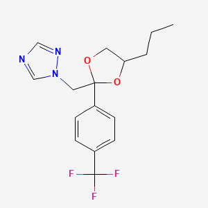 molecular formula C16H18F3N3O2 B1251417 1-[[4-Propyl-2-[4-(trifluoromethyl)phenyl]-1,3-dioxolan-2-yl]methyl]-1,2,4-triazole 