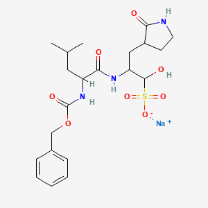 Sodium 2-(2-{[(benzyloxy)carbonyl]amino}-4-methylpentanamido)-1-hydroxy-3-(2-oxopyrrolidin-3-yl)propane-1-sulfonate