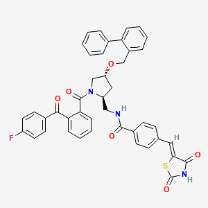 molecular formula C43H34FN3O6S B1251486 N-{4-(Biphenyl-2-ylmethoxy)-1-[2-(4-fluoro-benzoyl)-benzoyl]-pyrrolidin-2-ylmethyl}-4-(2,4-dioxo-thiazolidin-5-ylidenemethyl)-benzamide 