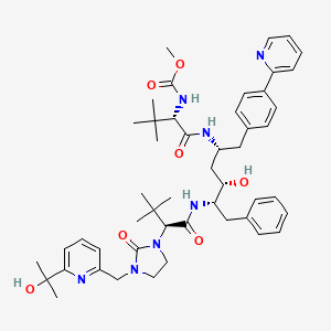 methyl N-[(1S)-1-[[(1R,3S,4S)-3-hydroxy-4-[[(2S)-2-[3-[[6-(1-hydroxy-1-methyl-ethyl)-2-pyridyl]methyl]-2-oxo-imidazolidin-1-yl]-3,3-dimethyl-butanoyl]amino]-5-phenyl-1-[[4-(2-pyridyl)phenyl]methyl]pentyl]carbamoyl]-2,2-dimethyl-propyl]carbamate