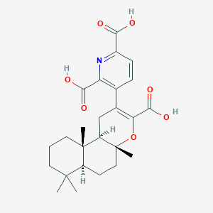 molecular formula C25H31NO7 B1251504 3-[(4aR,6aS,10aS,10bR)-3-carboxy-4a,7,7,10a-tetramethyl-1,5,6,6a,8,9,10,10b-octahydrobenzo[f]chromen-2-yl]pyridine-2,6-dicarboxylic acid 
