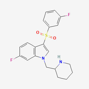 6-Fluoro-3-(3-fluorobenzene-1-sulfonyl)-1-[(piperidin-2-yl)methyl]-1H-indole