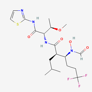molecular formula C19H29F3N4O5S B1251548 (2R,3S)-6,6,6-trifluoro-3-[formyl(hydroxy)amino]-N-[(2S,3R)-3-methoxy-1-oxo-1-(1,3-thiazol-2-ylamino)butan-2-yl]-2-(2-methylpropyl)hexanamide CAS No. 212609-69-3