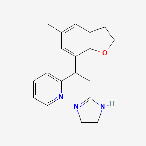molecular formula C19H21N3O B1251550 2-(2-(4,5-Dihydro-1H-imidazol-2-yl)-1-(5-methyl-2,3-dihydrobenzofuran-7-yl)ethyl)pyridine CAS No. 425393-46-0