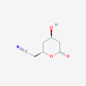 2H-Pyran-2-acetonitrile, tetrahydro-4-hydroxy-6-oxo-, (2R,4R)-(9CI)