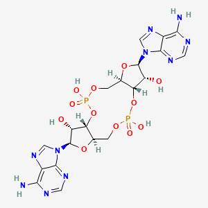 molecular formula C20H24N10O12P2 B1251588 (1S,6R,8R,9R,10S,15R,17R,18R)-8,17-bis(6-aminopurin-9-yl)-3,12-dihydroxy-3,12-dioxo-2,4,7,11,13,16-hexaoxa-3λ5,12λ5-diphosphatricyclo[13.3.0.06,10]octadecane-9,18-diol CAS No. 54447-84-6