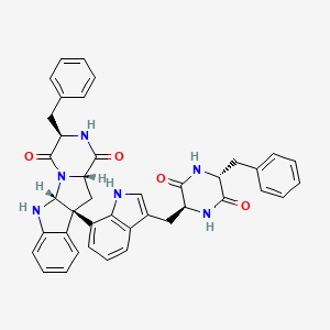 molecular formula C40H36N6O4 B1251591 (1R,4R,7S,9R)-4-benzyl-9-[3-[[(2S,5R)-5-benzyl-3,6-dioxopiperazin-2-yl]methyl]-1H-indol-7-yl]-2,5,16-triazatetracyclo[7.7.0.02,7.010,15]hexadeca-10,12,14-triene-3,6-dione 