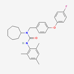 molecular formula C30H35FN2O2 B1251657 1-Cycloheptyl-1-[4-(4-fluoro-phenoxy)-benzyl]-3-(2,4,6-trimethyl-phenyl)-urea 