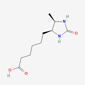 molecular formula C10H18N2O3 B1251712 6-[(4S,5R)-5-methyl-2-oxoimidazolidin-4-yl]hexanoic acid CAS No. 168252-18-4