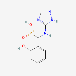 molecular formula C9H10N4O3P+ B12517252 Hydroxy{(2-hydroxyphenyl)[(1H-1,2,4-triazol-5-yl)amino]methyl}oxophosphanium CAS No. 675825-74-8