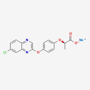 molecular formula C17H12ClN2NaO4 B1251776 sodium;(2R)-2-[4-(7-chloroquinoxalin-2-yl)oxyphenoxy]propanoate CAS No. 157542-89-7