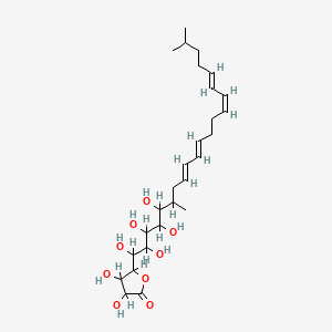 molecular formula C27H44O9 B1251798 3,4-dihydroxy-5-[(8E,10E,14Z,16E)-1,2,3,4,5-pentahydroxy-6,20-dimethylhenicosa-8,10,14,16-tetraenyl]oxolan-2-one 