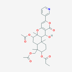 [9-Acetyloxy-6-(acetyloxymethyl)-18-hydroxy-2,6,10-trimethyl-16-oxo-14-pyridin-3-yl-11,15-dioxatetracyclo[8.8.0.02,7.012,17]octadeca-12(17),13-dien-5-yl] propanoate