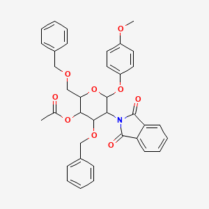 (2R,3S,4R,5R,6S)-4-(Benzyloxy)-2-((benzyloxy)methyl)-5-(1,3-dioxoisoindolin-2-yl)-6-(4-methoxyphenoxy)tetrahydro-2H-pyran-3-yl acetate