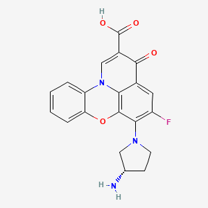 10-[(3S)-3-aminopyrrolidin-1-yl]-11-fluoro-14-oxo-8-oxa-1-azatetracyclo[7.7.1.02,7.013,17]heptadeca-2,4,6,9(17),10,12,15-heptaene-15-carboxylic acid