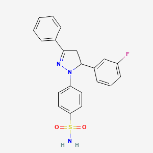 molecular formula C21H18FN3O2S B1251859 4-[3-(3-Fluorophenyl)-5-phenyl-3,4-dihydropyrazol-2-yl]benzenesulfonamide 