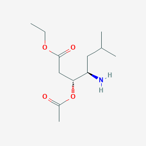 Heptanoic acid, 3-(acetyloxy)-4-amino-6-methyl-, ethyl ester, (3R,4R)-