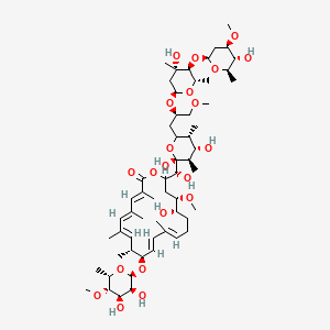 molecular formula C58H96O21 B1251879 (3E,5E,7E,9R,10R,11E,13E,17S,18S)-20-[(R)-[(2R,3R,4S,5R)-2,4-dihydroxy-6-[(2R)-2-[(2R,4S,5S,6S)-4-hydroxy-5-[(2S,4R,5R,6R)-5-hydroxy-4-methoxy-6-methyloxan-2-yl]oxy-4,6-dimethyloxan-2-yl]oxy-3-methoxypropyl]-3,5-dimethyloxan-2-yl]-hydroxymethyl]-10-[(2R,3S,4R,5S,6S)-3,4-dihydroxy-5-methoxy-6-methyloxan-2-yl]oxy-17-hydroxy-18-methoxy-3,5,7,9,13-pentamethyl-1-oxacycloicosa-3,5,7,11,13-pentaen-2-one 