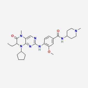 molecular formula C28H39N7O3 B1251897 4-[(8-Cyclopentyl-7-ethyl-5-methyl-6-oxo-7H-pteridin-2-yl)amino]-3-methoxy-N-(1-methylpiperidin-4-yl)benzamide 