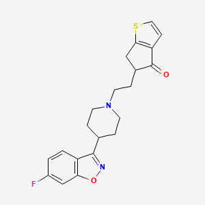 molecular formula C21H21FN2O2S B1251921 4H-Cyclopenta(b)thiophen-4-one, 5-(2-(4-(6-fluoro-1,2-benzisoxazol-3-yl)-1-piperidinyl)ethyl)-5,6-dihydro- CAS No. 240404-10-8