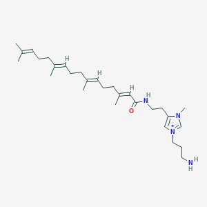 molecular formula C29H49N4O+ B1251945 (2E,6E,10E)-N-[2-[1-(3-aminopropyl)-3-methylimidazol-1-ium-4-yl]ethyl]-3,7,11,15-tetramethylhexadeca-2,6,10,14-tetraenamide 