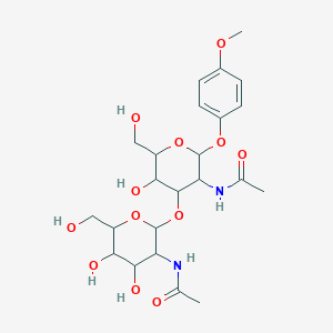 N-(2-{[3-acetamido-5-hydroxy-6-(hydroxymethyl)-2-(4-methoxyphenoxy)oxan-4-yl]oxy}-4,5-dihydroxy-6-(hydroxymethyl)oxan-3-yl)acetamide