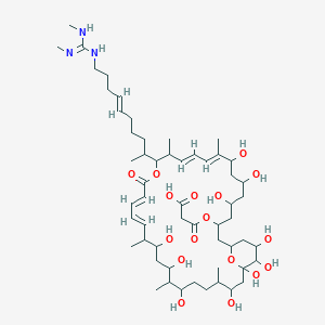 3-[[(10E,12E,18E,20E)-15-[(E)-10-[(N,N'-dimethylcarbamimidoyl)amino]dec-6-en-2-yl]-5,7,9,23,25,27,31,33,34,35-decahydroxy-10,14,22,26,30-pentamethyl-17-oxo-16,37-dioxabicyclo[31.3.1]heptatriaconta-10,12,18,20-tetraen-3-yl]oxy]-3-oxopropanoic acid