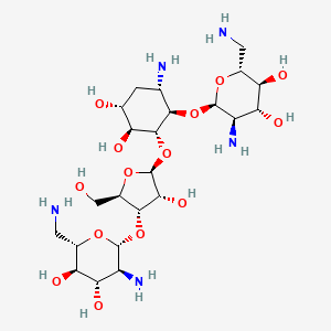 molecular formula C23H45N5O14 B1252070 (2R,3S,4R,5R,6R)-5-amino-6-[(1R,2R,3S,4R,6S)-6-amino-2-[(2S,3R,4S,5R)-4-[(2R,3S,4S,5R,6S)-3-amino-6-(aminomethyl)-4,5-dihydroxyoxan-2-yl]oxy-3-hydroxy-5-(hydroxymethyl)oxolan-2-yl]oxy-3,4-dihydroxycyclohexyl]oxy-2-(aminomethyl)oxane-3,4-diol 