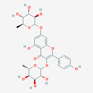 molecular formula C27H30O14 B1252075 5-hydroxy-2-(4-hydroxyphenyl)-3,7-bis[[(3R,4S,5R,6S)-3,4,5-trihydroxy-6-methyloxan-2-yl]oxy]chromen-4-one 