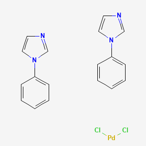 molecular formula C18H16Cl2N4Pd B12520920 Palladium, dichlorobis(1-phenyl-1H-imidazole)- 