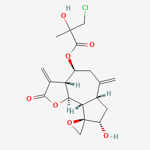molecular formula C19H23ClO7 B1252103 [(3Ar,4S,6aR,8S,9R,9aS,9bS)-8-hydroxy-3,6-dimethylidene-2-oxospiro[3a,4,5,6a,7,8,9a,9b-octahydroazuleno[4,5-b]furan-9,2'-oxirane]-4-yl] 3-chloro-2-hydroxy-2-methylpropanoate CAS No. 41787-75-1