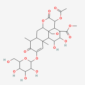 molecular formula C29H38O16 B1252117 Methyl 3-acetyloxy-15,16-dihydroxy-9,13-dimethyl-4,10-dioxo-11-[3,4,5-trihydroxy-6-(hydroxymethyl)oxan-2-yl]oxy-5,18-dioxapentacyclo[12.5.0.01,6.02,17.08,13]nonadec-11-ene-17-carboxylate 